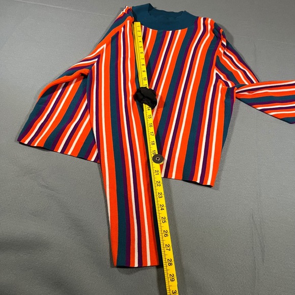 Victor Glemaud Women's Striped‎ Mock Neck Long Sleeve Knit Crop Top - L - Picture 6 of 7